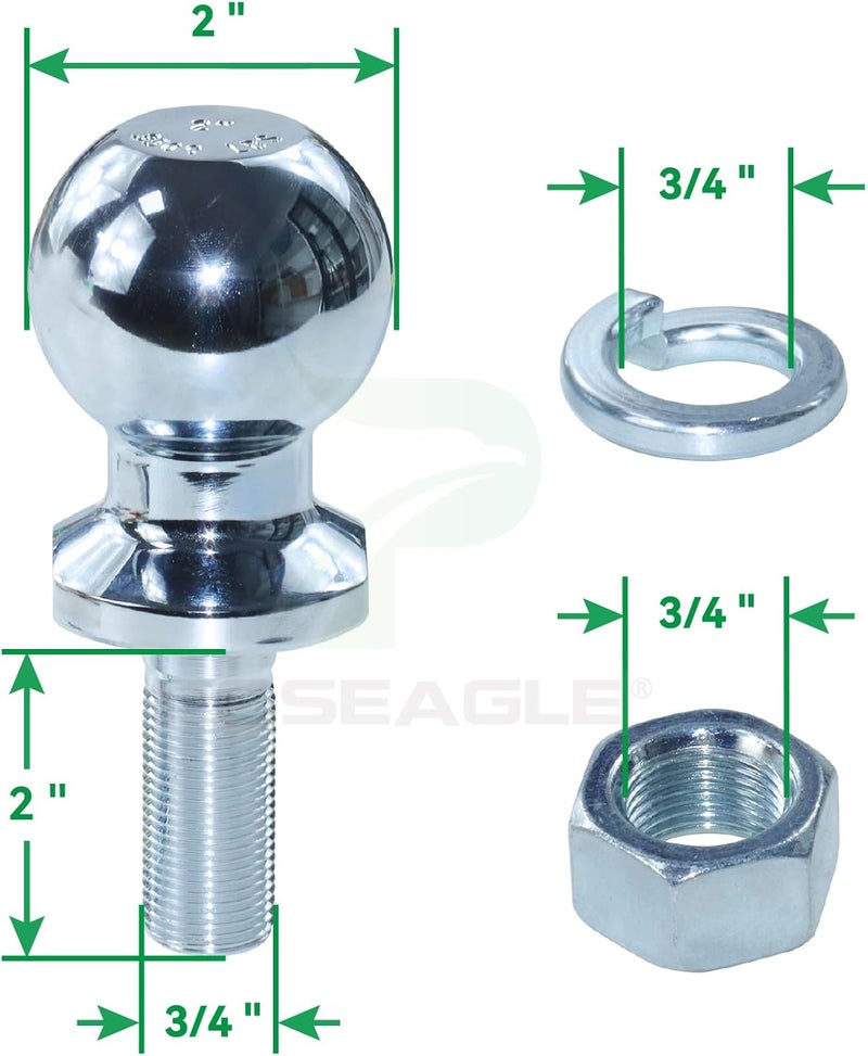 POSEAGLE Universal Heavy Duty Zero Turn Mower Trailer Hitch with Chrome Trailer Hitch Ball, 3,500 lbs, 2 Inch Diameter, 3/4 x 2-Inch Shank and L Socket Wrench - Image 4